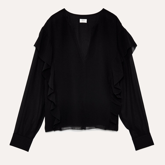 Aritzia Wilfred Black Ruffles Chiffon Blouse XS - Picture 3 of 3